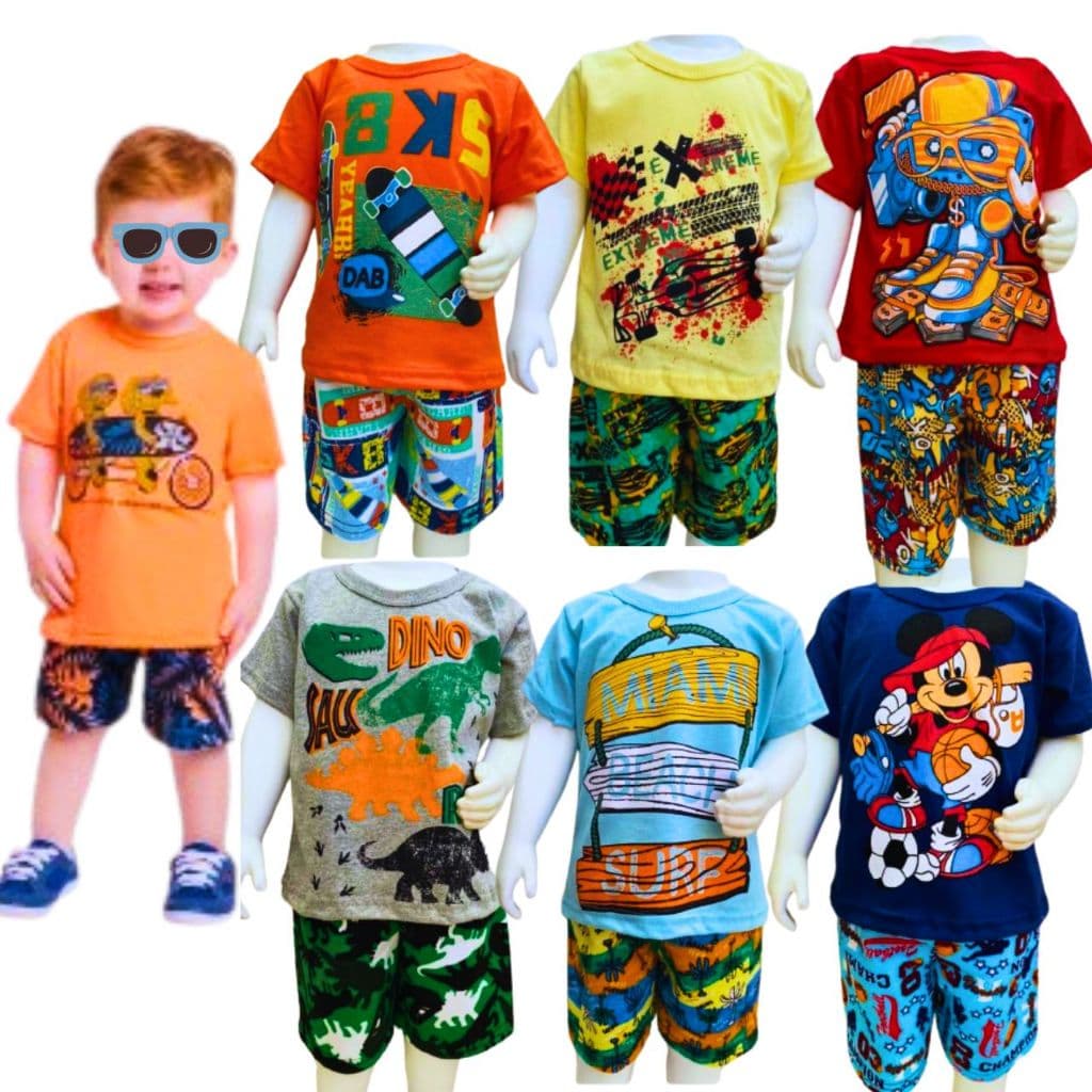 Kit com 6 peças 3 Conjunto de Roupa Menino Infantil Masculino Conjunto Infantil Masculino