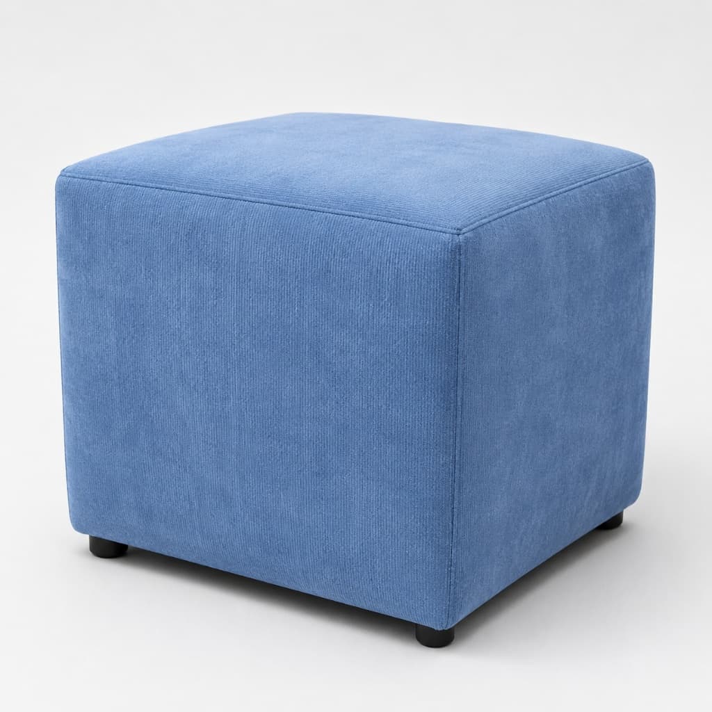 Puff Banquinho Assento Poltrona Decoração  Uso Reforçado Tecido Suede Azul 25x29x29  Suporta  120kg