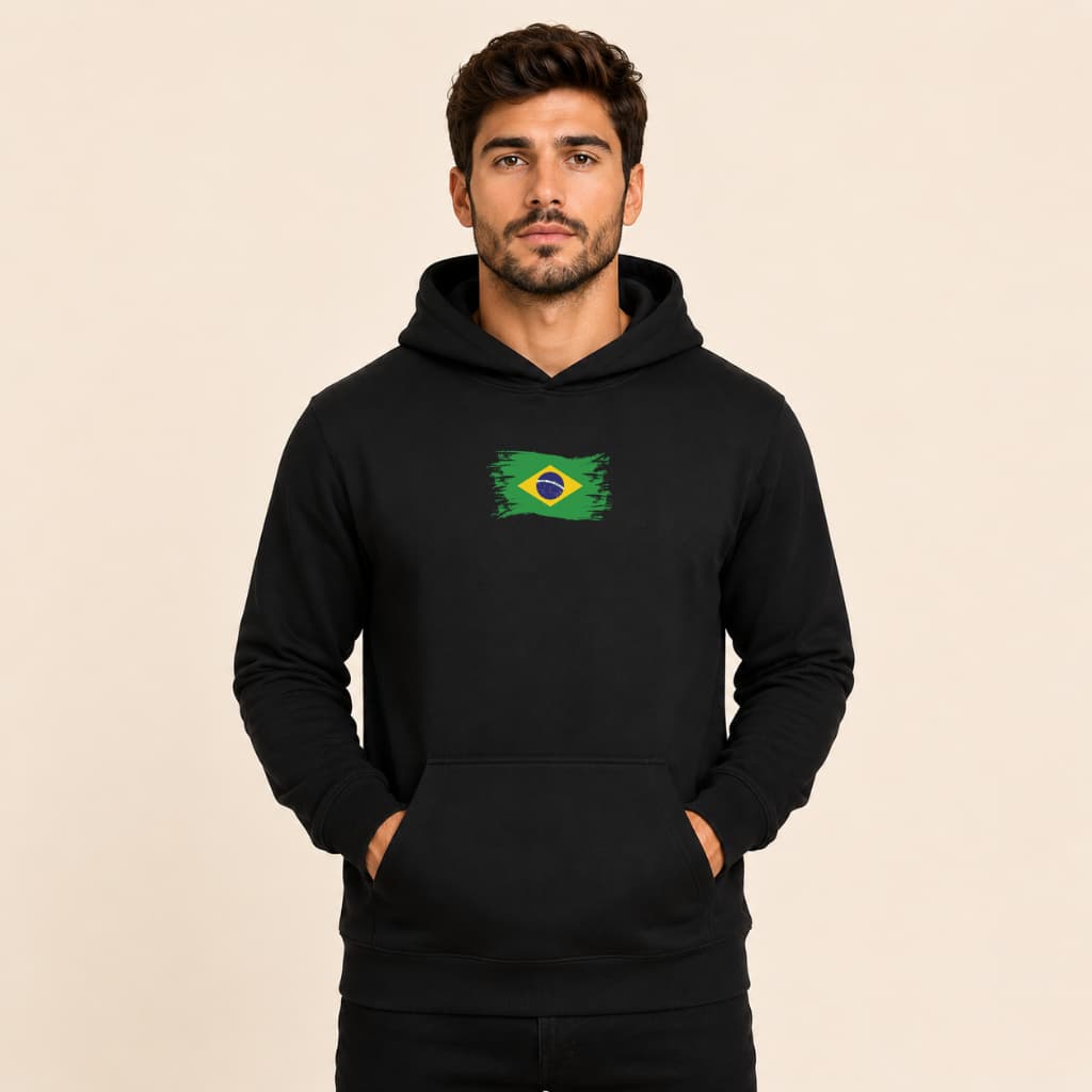 Moletom Canguru Estampado Bandeira Brasil Estiloso 100% Algodão Promoção