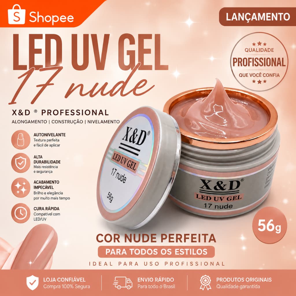 Gel XED X&D p/ unhas de gel fibra 56G OFERTA KIT