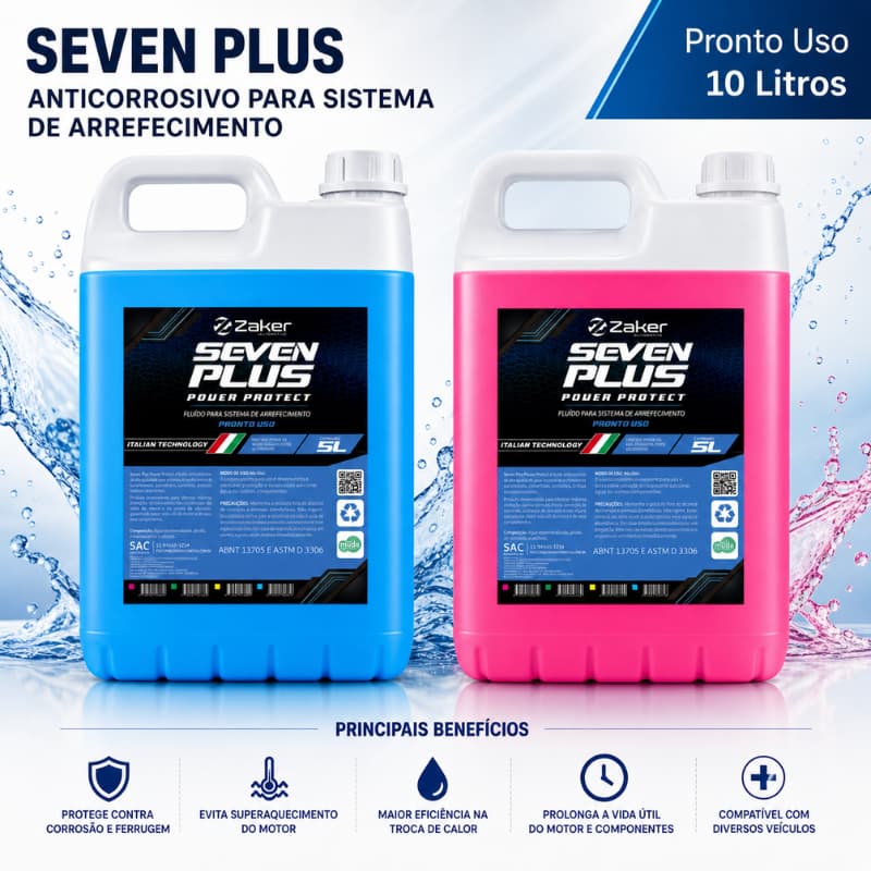 Kit Aditivo Radiador Zaker Organico Alta Performance 10L Anticorrosivo Fluido Carro Moto