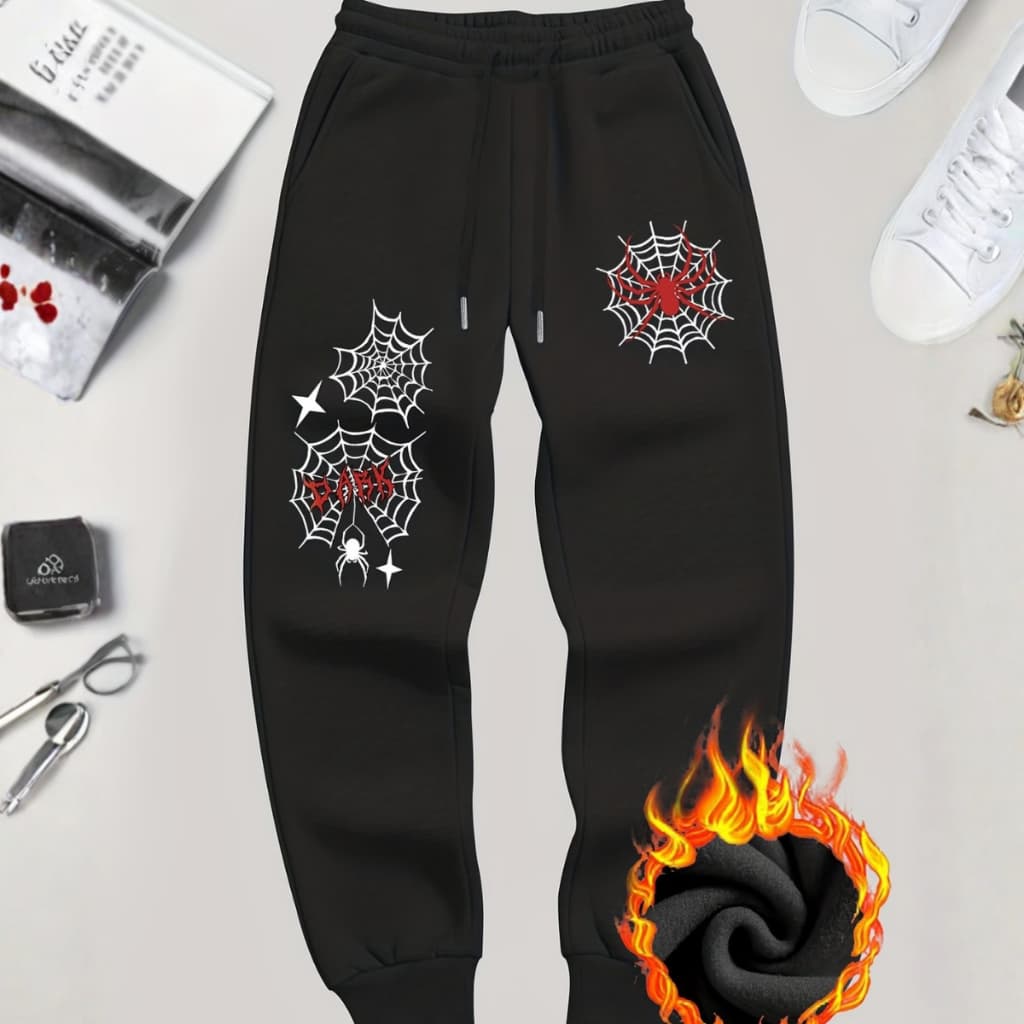 Calça Jogger Streetwear Teia  lançamento Moletom Peluciado Quente Calça Dark Unissex Promoção