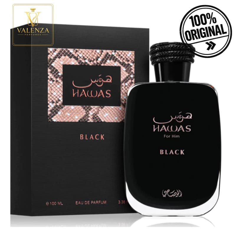 Perfume Árabe Hawas Black For Him Eau de Parfum 100ml Rasasi Masculino | Original