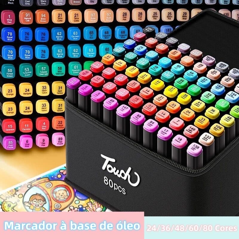 24/36/48/60/80 Cores Caneta Marcadora De Cabeça Dupla Oleosa Montagem Artística Para Estudantes Material Escolar