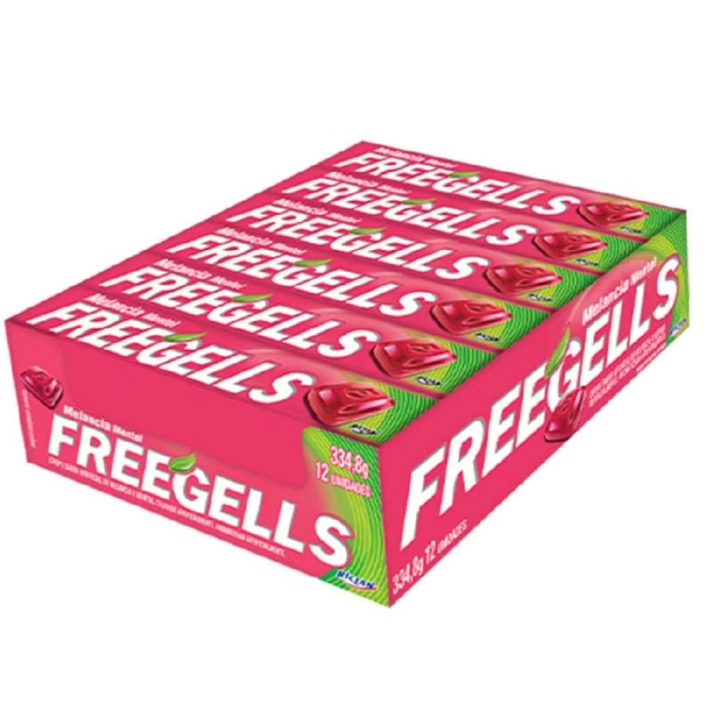 Drops Freegells tipo Halls Melancia- Caixa com 12 unidades
