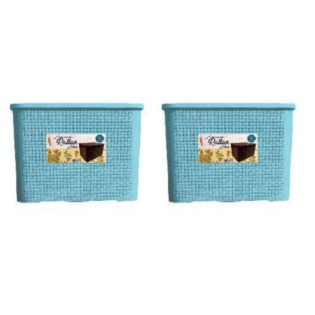 Kit 2 Caixa Rattan 28 litros Cesto Organizador C/ Tampa Resistente