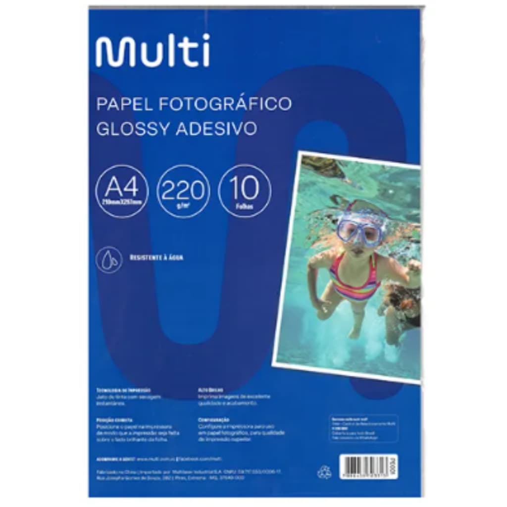 Papel Fotográfico Adesivo Glossy A4 220g 10 Folhas - Pe001 C