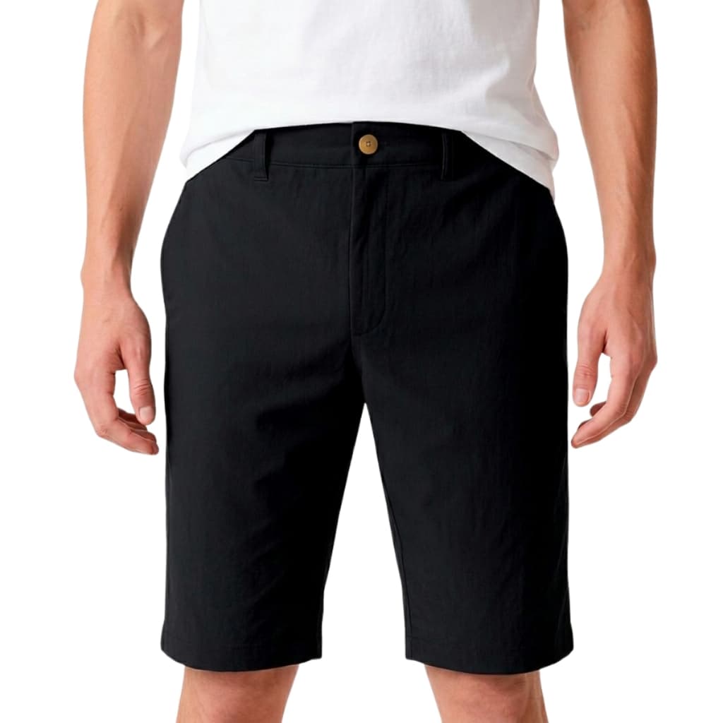 Bermuda Masculina de Sarja Preta Brim Fino com Bolsos Casual Sport Confortável e Estilosa