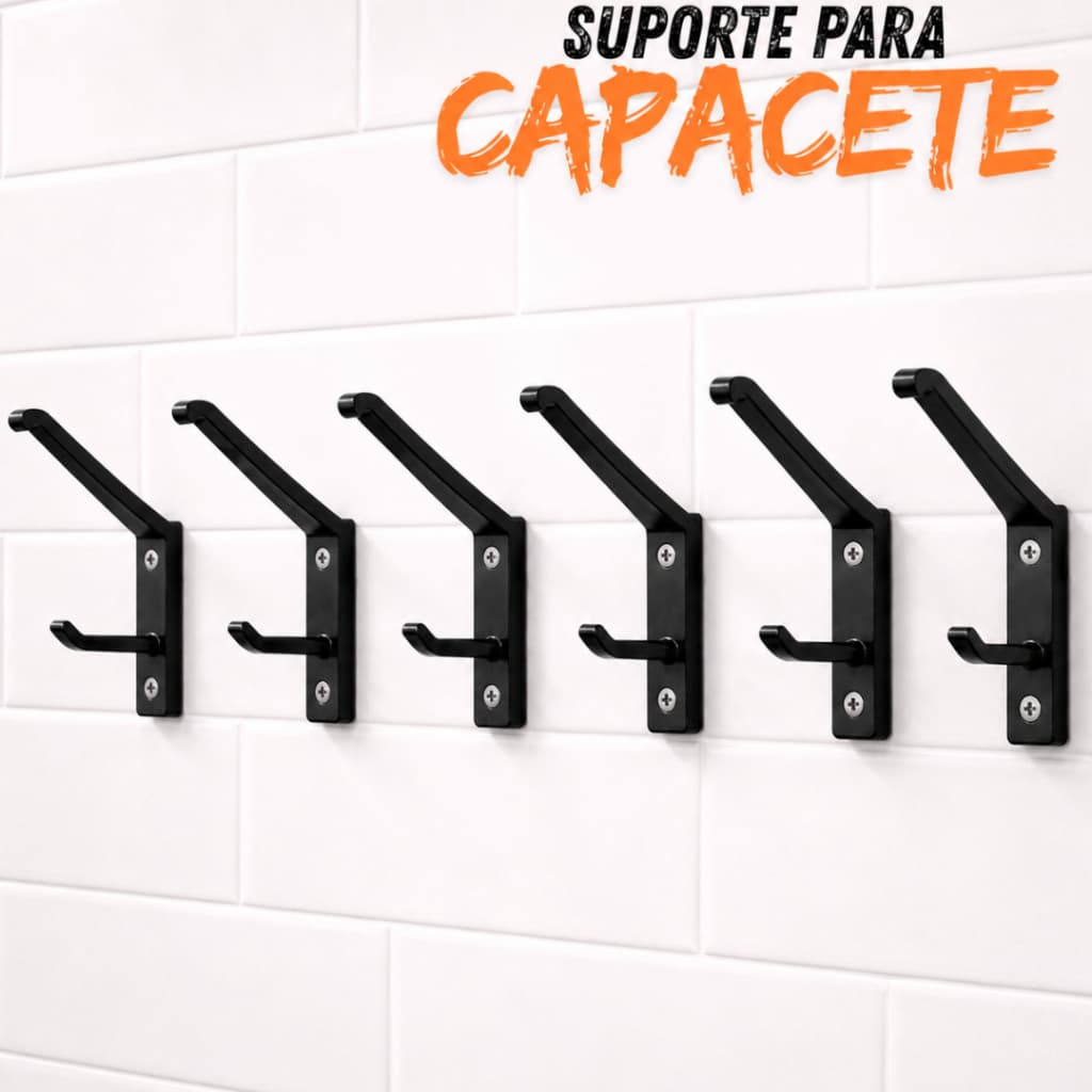 Kit 6 Suportes De Parede Para Capacete Jaqueta com Elegância Acompanha Instalação Buchas Parafusos