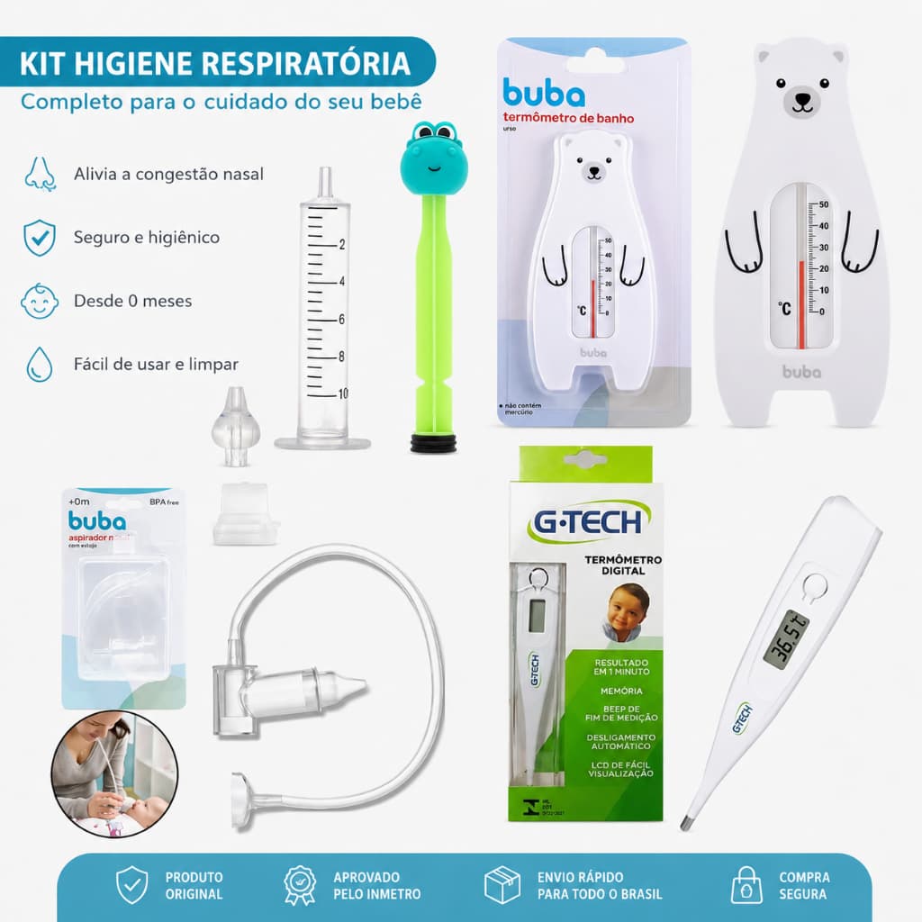 Kit Higiênico Infantil Aspirador Nasal E Lavador Nasal - Buba e Pimpolho