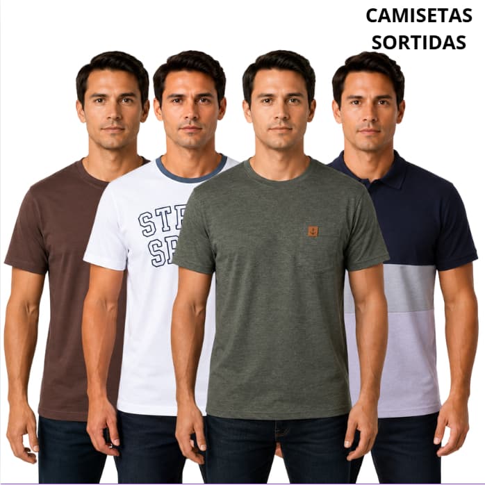 Camisetas Masculina Básicas Premium 100% Algodão Reforço Ombro a Ombro Moderna Casual Lisa