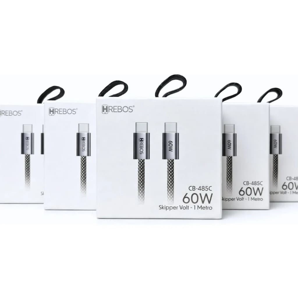 Cabo Tipo C 1M - Hrebos Turbo 60W Alta Qualidade Reforçado em Nylon para iPhone, xiaomi, Samsung