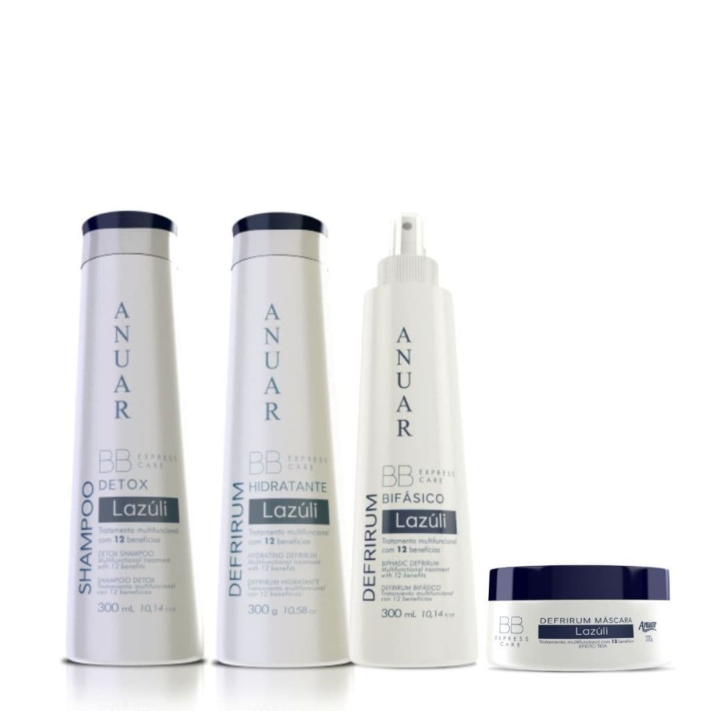 Kit Manutenção com Shampoo Detox BB Express Lazúli - Todos os tipos de cabelos - 1kg e 120gr - Anuar