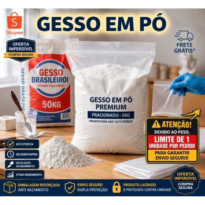 Gesso em Pó 15kg Branco Secagem Rápida Gesso Profissional Artesanato Obra Moldes Vasos Escultura Decoração  Construção