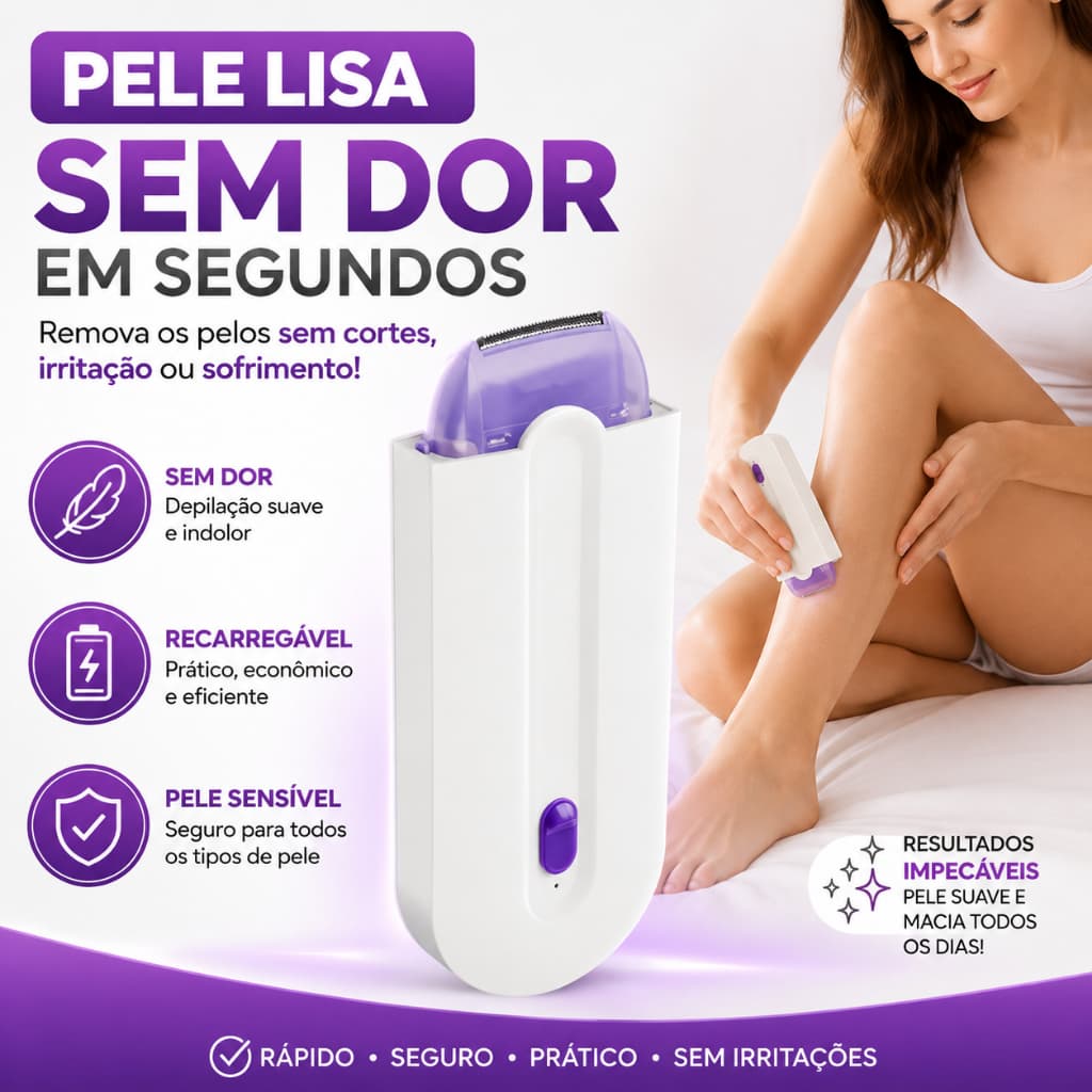 Depilador Elétrico Finishing Touch Portátil Recarregável Sem Irritação Para Rosto e Corpo