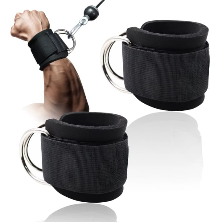 Munhequeira Ajustável Puxador Pulso Acolchoada Profissionais Anel D Duplo P/ Musculação Cross
