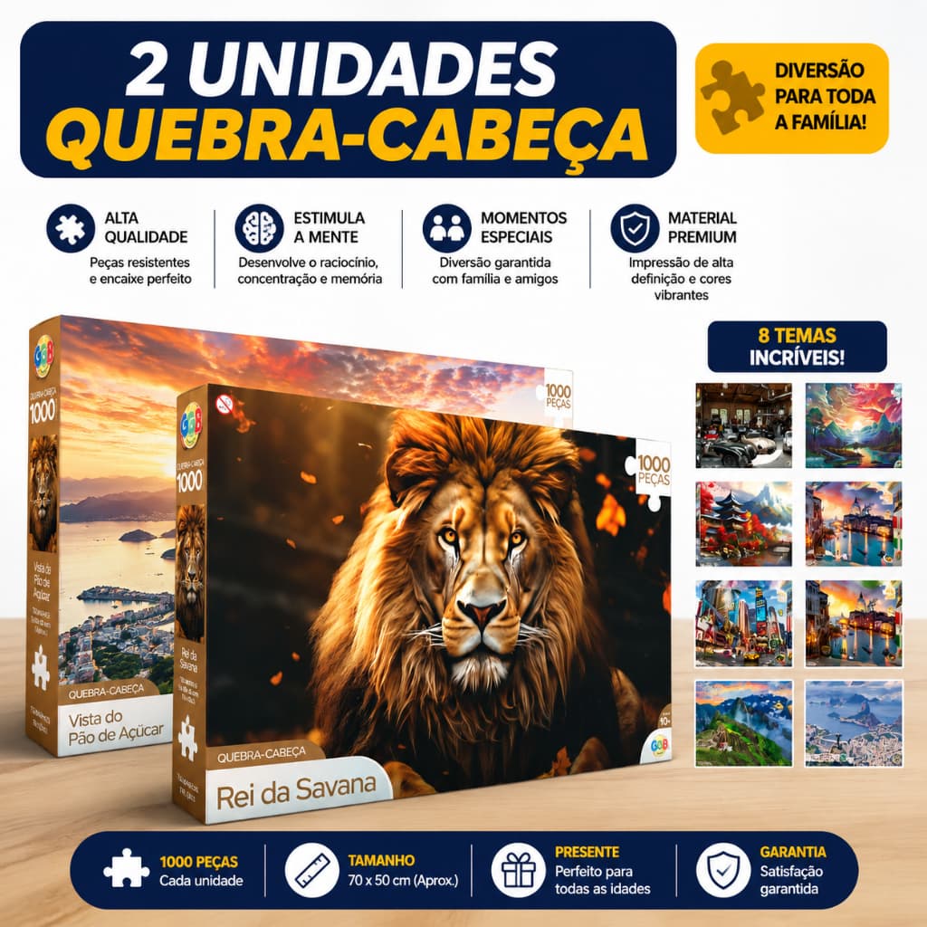 Kit 2 Quebra Cabeça Grande Caixa C/1000 Peças - Escolha Desenhos