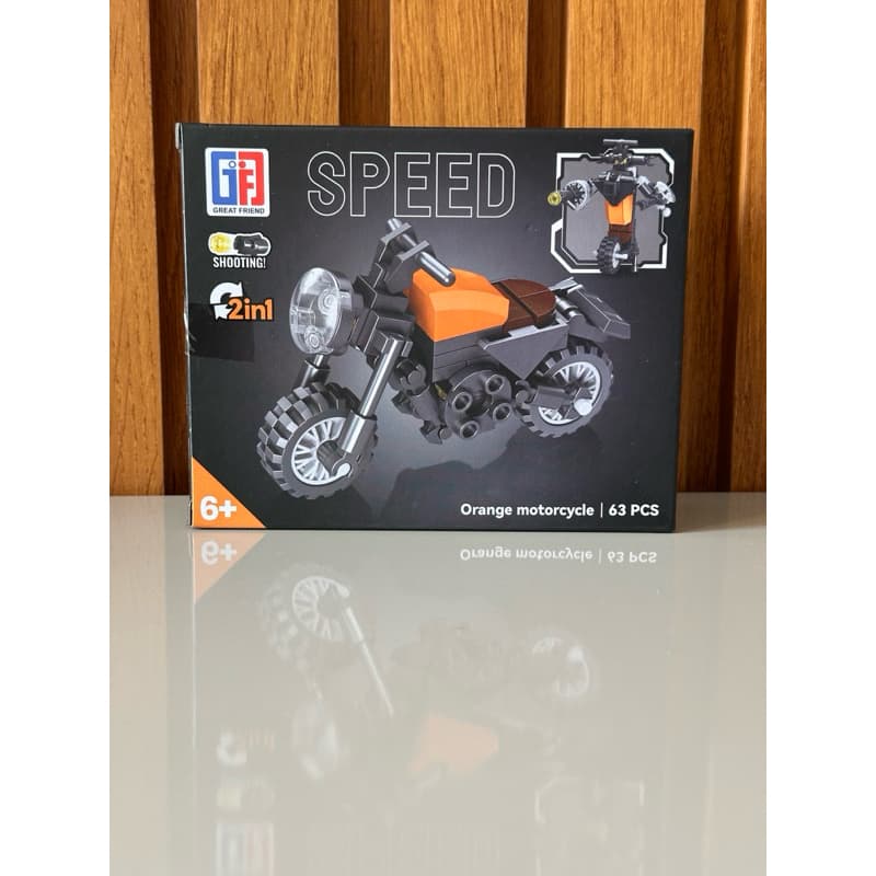 Blocos de Montar Speed Moto Transformável 2 em 1 – 63 Peças 🤖🏍️