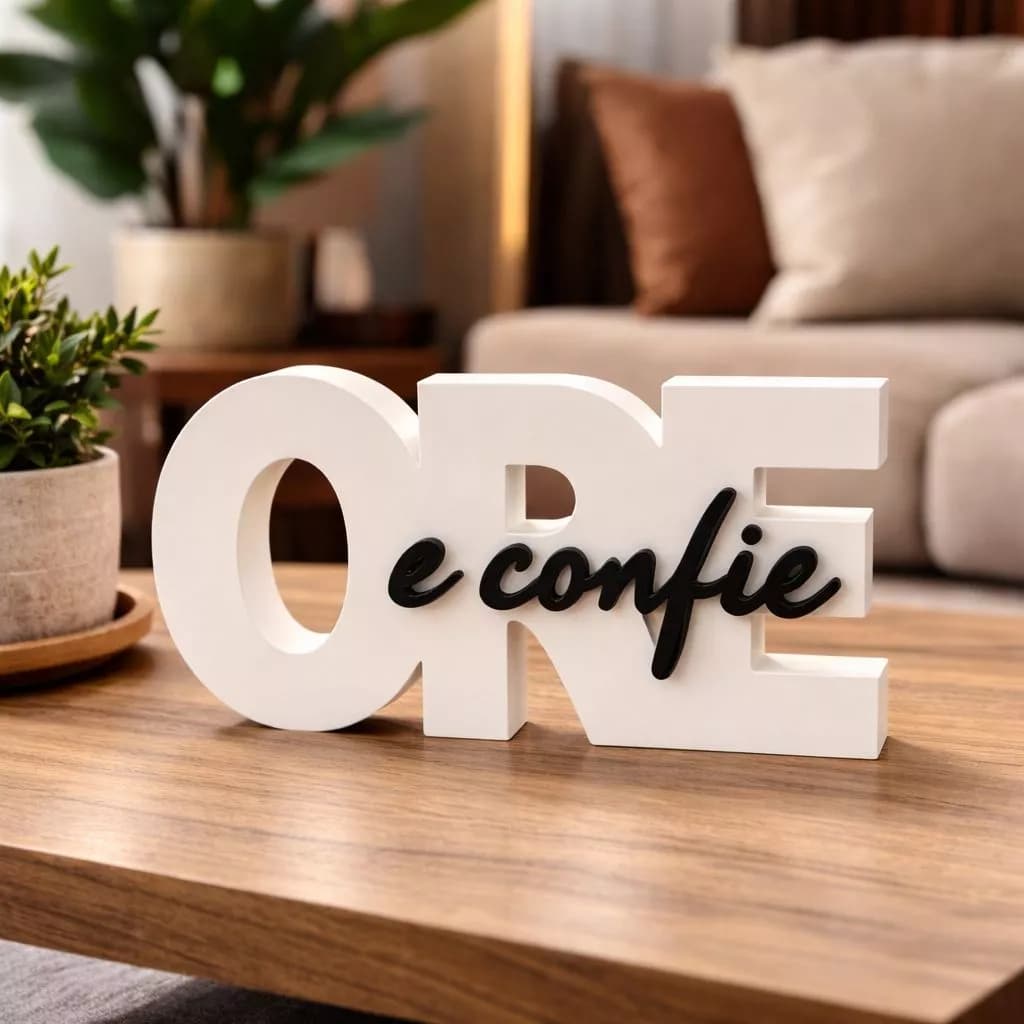 Placa Ore e Confie Decorativa Escultura Religioso Decorativa Enfeite Moderno para Casa, Sala e Escritório