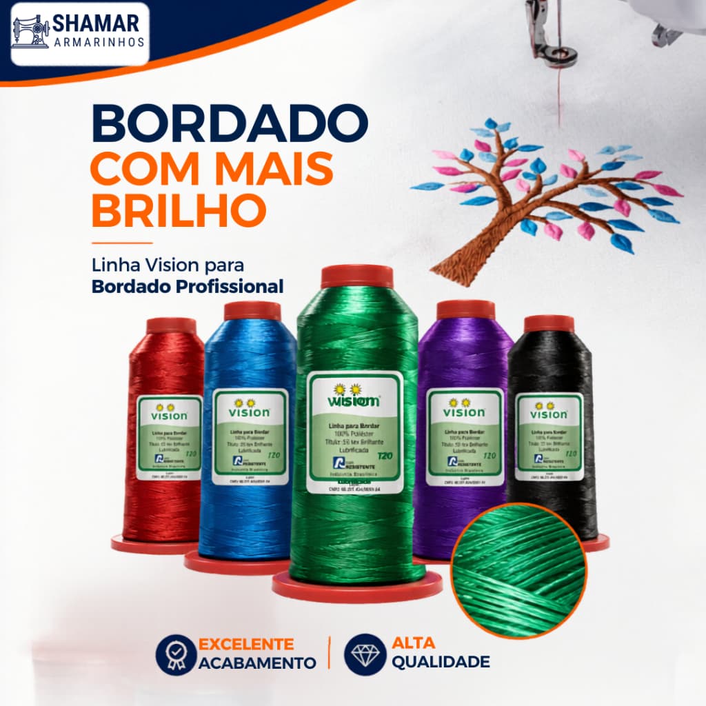 Linha Vision Resistente para Bordado – Linha de Bordar para Máquina de Bordado Eletrônico