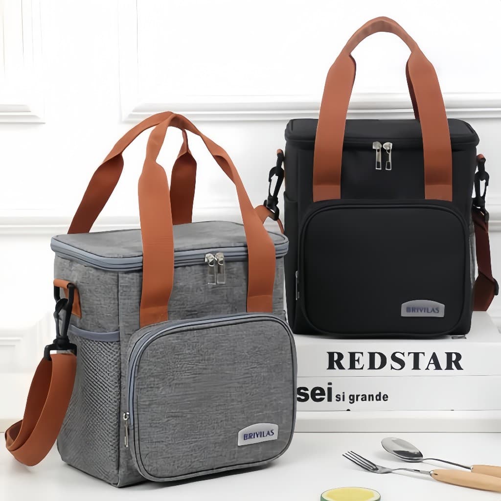 Bolsa Térmica Impermeável Com Bolsos Para Marmita e Bebidas