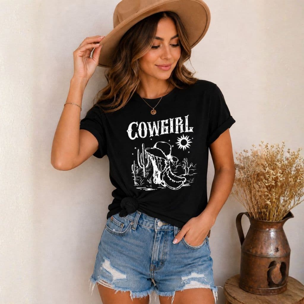Camiseta Feminina TShirt Cowgirl Vaquejada Rodeio Camisa Confortável do P ao GG