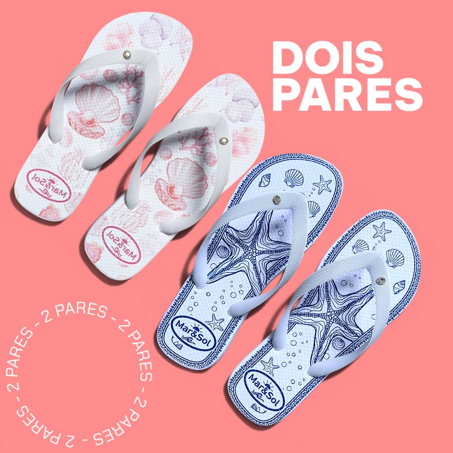 2Pares Chinelo de Mulher Feminino Estampado