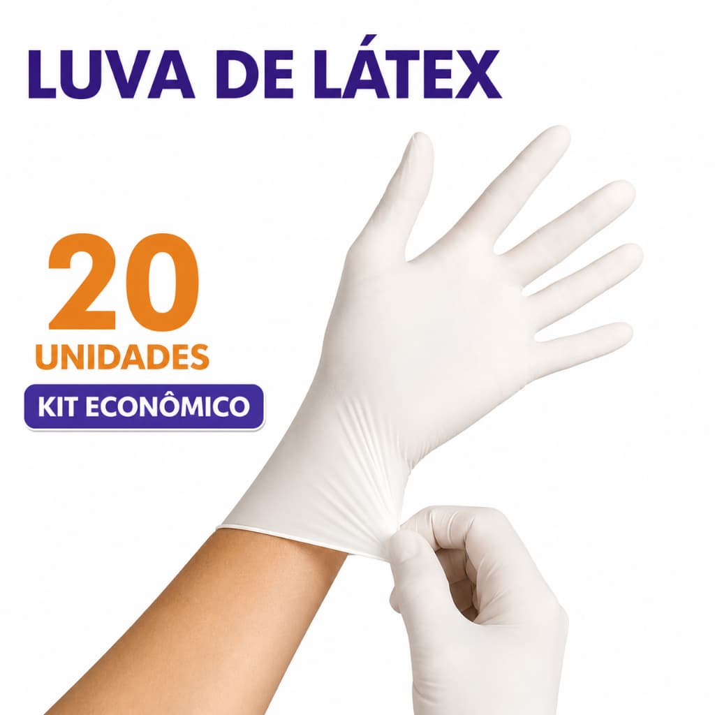 Kit 20 Un Luvas Latex Com Pó Luvas Brancas Descartáveis Luvas Brancas Multiuso