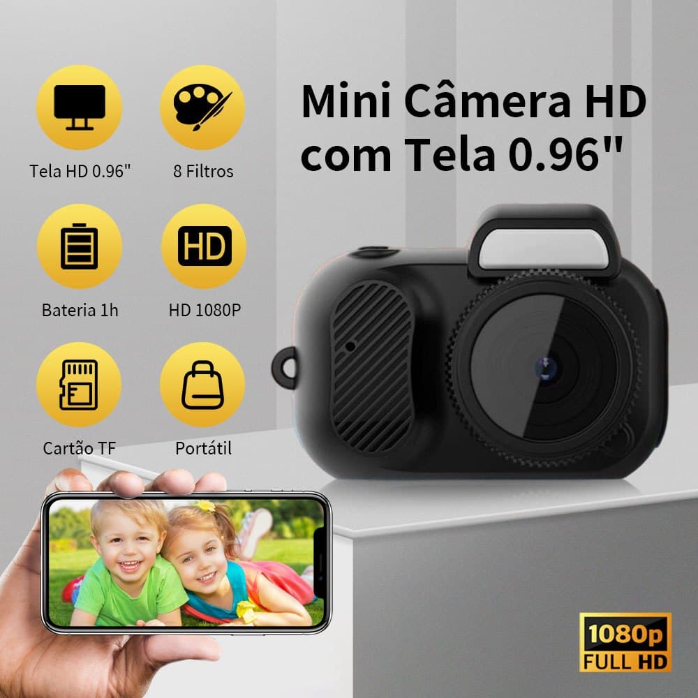 Y3000 Mini Câmera HD 1080p Portátil Tela LCD Bateria Longa Filtros Múltiplos para Esportes Carro Vigilância