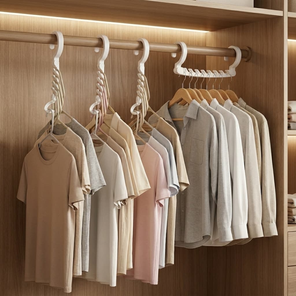 Kit Cabide inteligente Reforçado 5 furos Organizador Dobrável Multifuncional para Guarda-Roupas