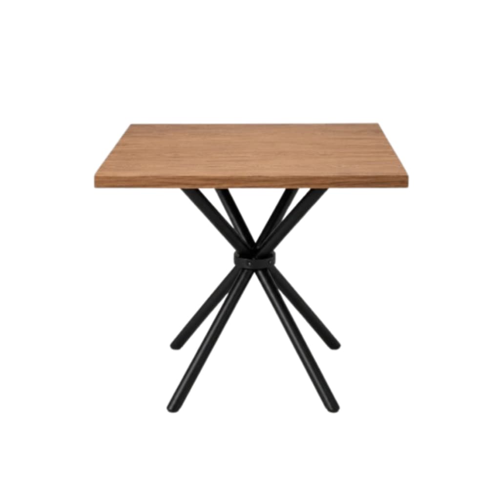 Mesa Quadrada Estilo Industrial Resistente Preto Tampo Amadeirado
