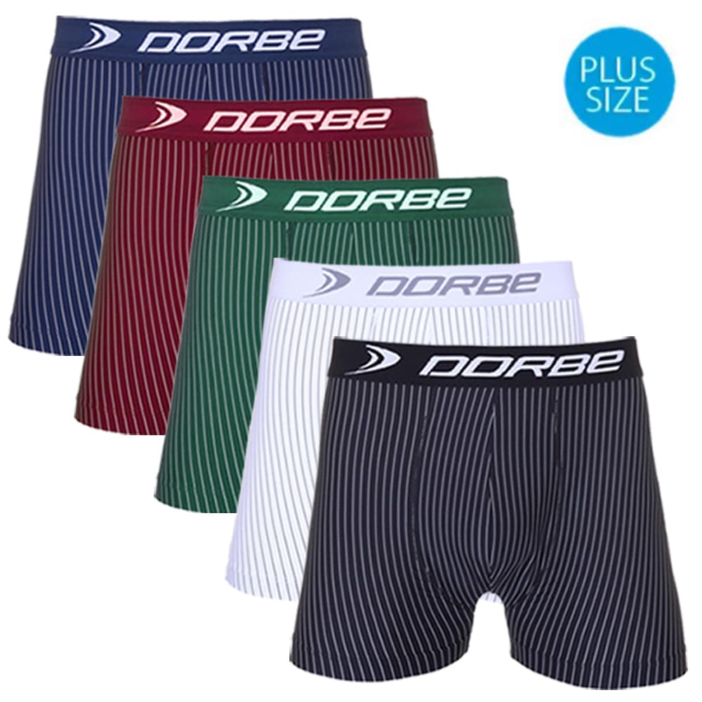 Kit 5 Cuecas Boxer Plus Size Risca de Giz Microfibra Dorbe Não Enrola Masculina Cueca Box Listrada