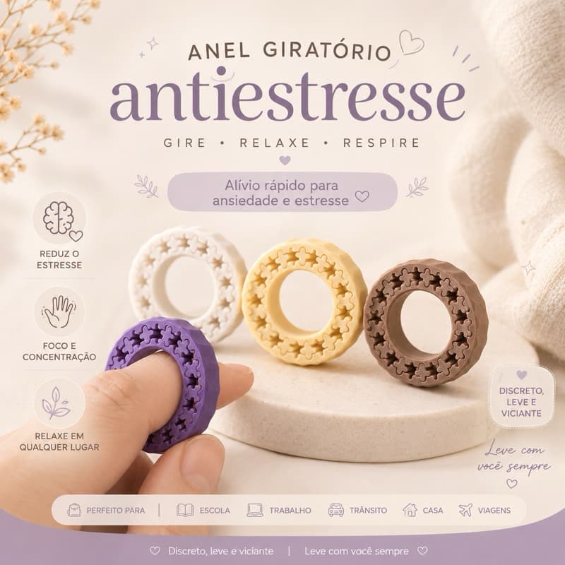 Anel Giratório Antiestresse Sensorial Fidget Toy Relaxante