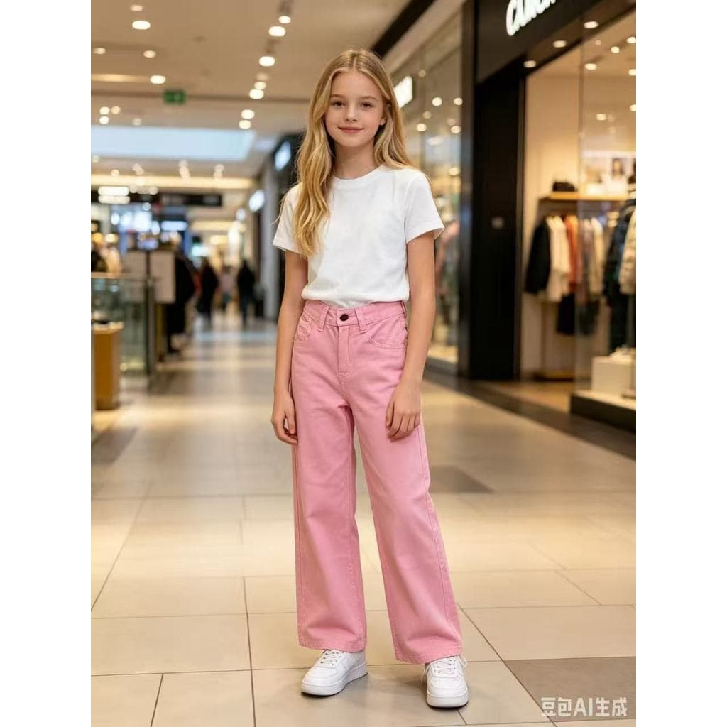 calça wide leg sarja infantil juvenil feminina menina
