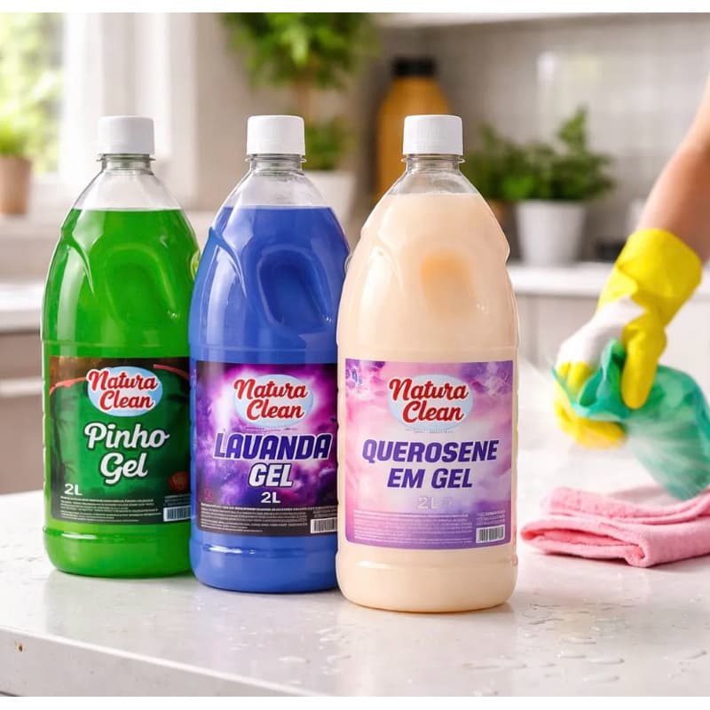 KIT LIMPEZA PESADA em GEL - NATURA CLEAN (Querosene Gel 2L + Lavanda Gel 2L + Pinho Gel 2L)