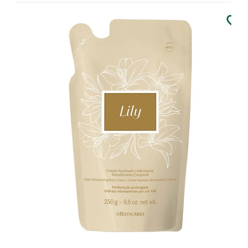 Refil Creme Acetinado Hidratante Desodorante Corporal Lily, Lily Lumière, Lily Absolu, Love Lily 250g