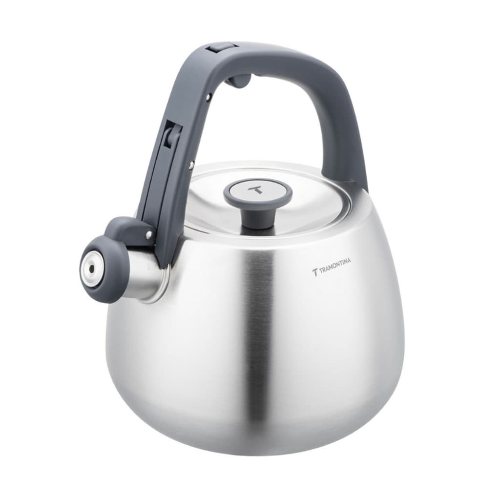 Chaleira Tramontina em Aço Inox com Apito e Cabo de Nylon 4 L apito sinaliza o ponto de fervura e segurança