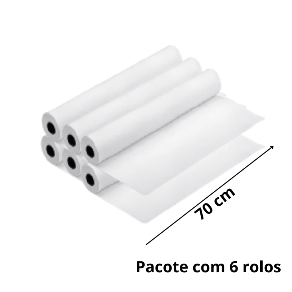 Lençol De Papel Para Maca Descartável Kit C/ 6 Rolos 70x50