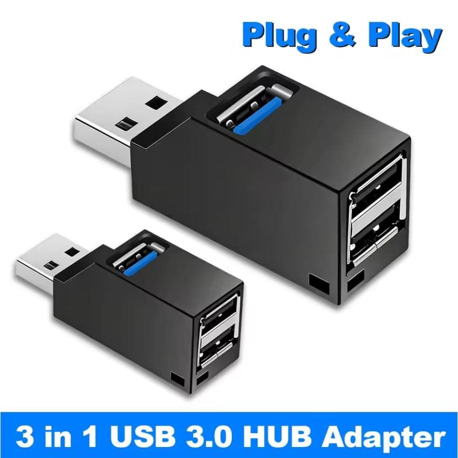 Adaptador USB Hub 3 em 1, OTG, Alta Velocidade de 5Gbps, Preto