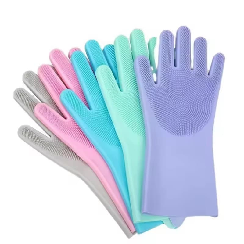 Luva Mágica Lavar Louça Silicone Multifuncional Esfrega Prato Pet Cozinha(2 par, cores sortidas)