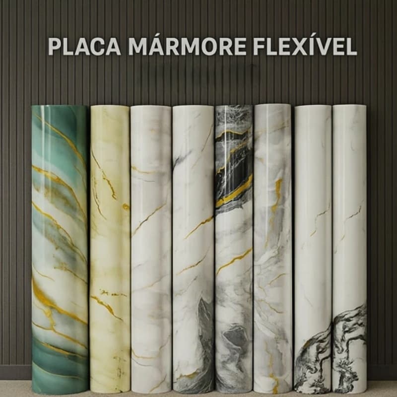Painel Placa Flexível Efeito Mármore 2,80x1,20m Revestimento de Parede Sala Cozinha Lavabo