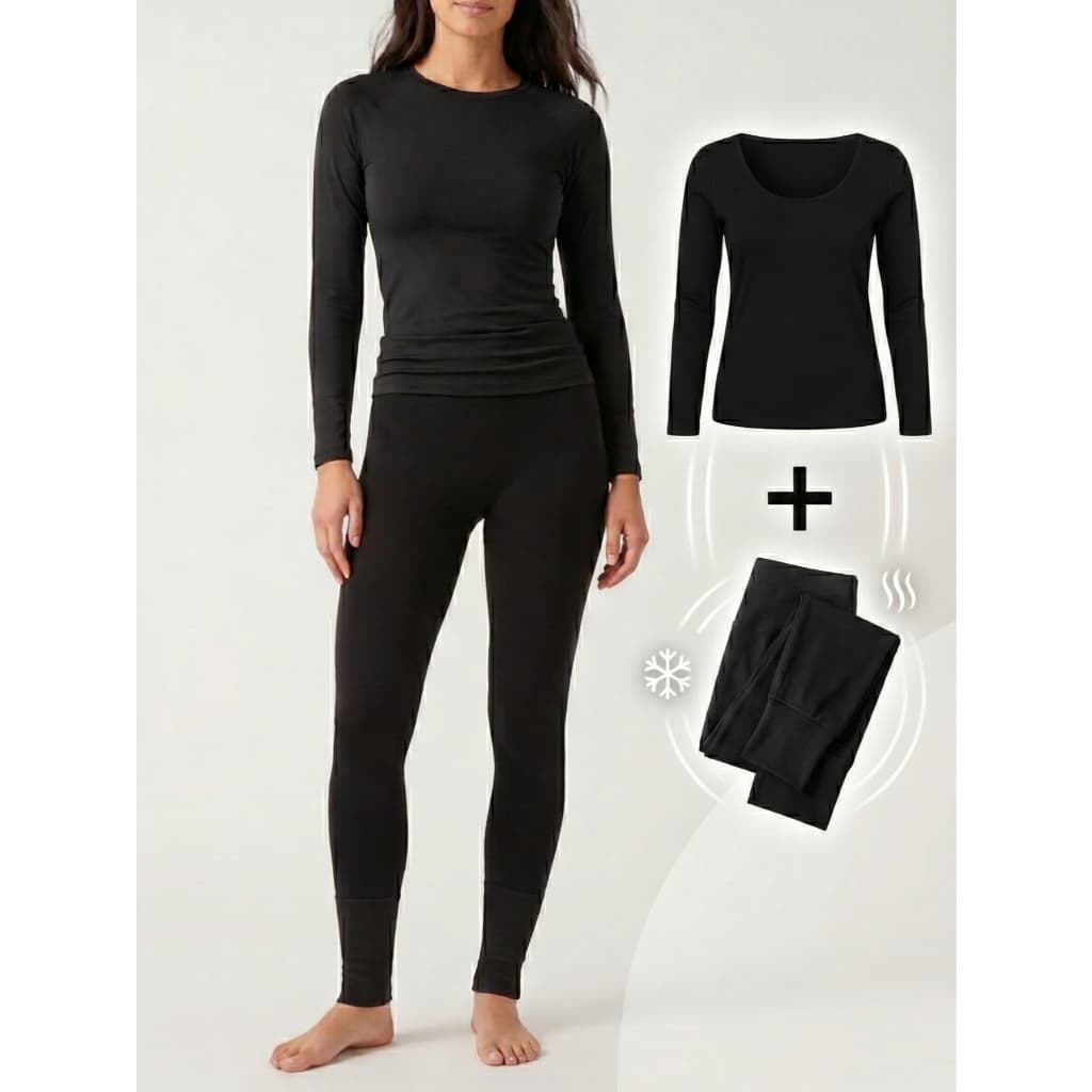 Kit Térmico Blusa Segunda Pele + Meia Calça S/Pé Feminino Inverno Conjunto De Frio Quente PROMOÇÃO