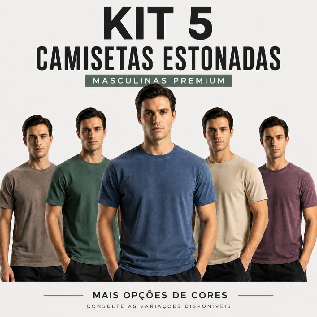 Kit 5x Camisetas Estonadas Lisas | Lisa | Stonewear