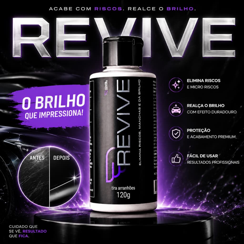 Tira Risco Automotivo Removedor De Micro Riscos Para Pintura De Carro Restaura Brilho 120g REVIVE House Of Motors