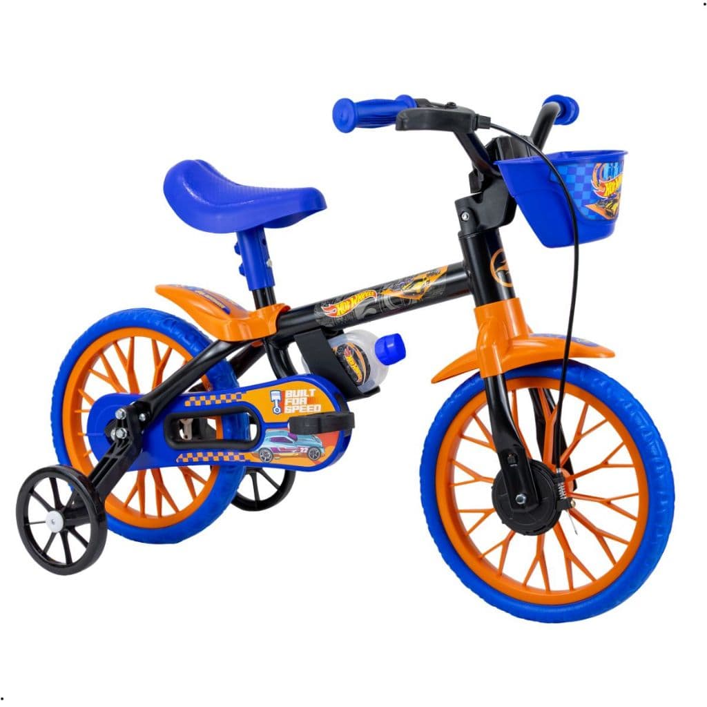 Bicicleta Infantil Hot Wheels Com rodinhas Aro 12 Criança 3 anos Nathor