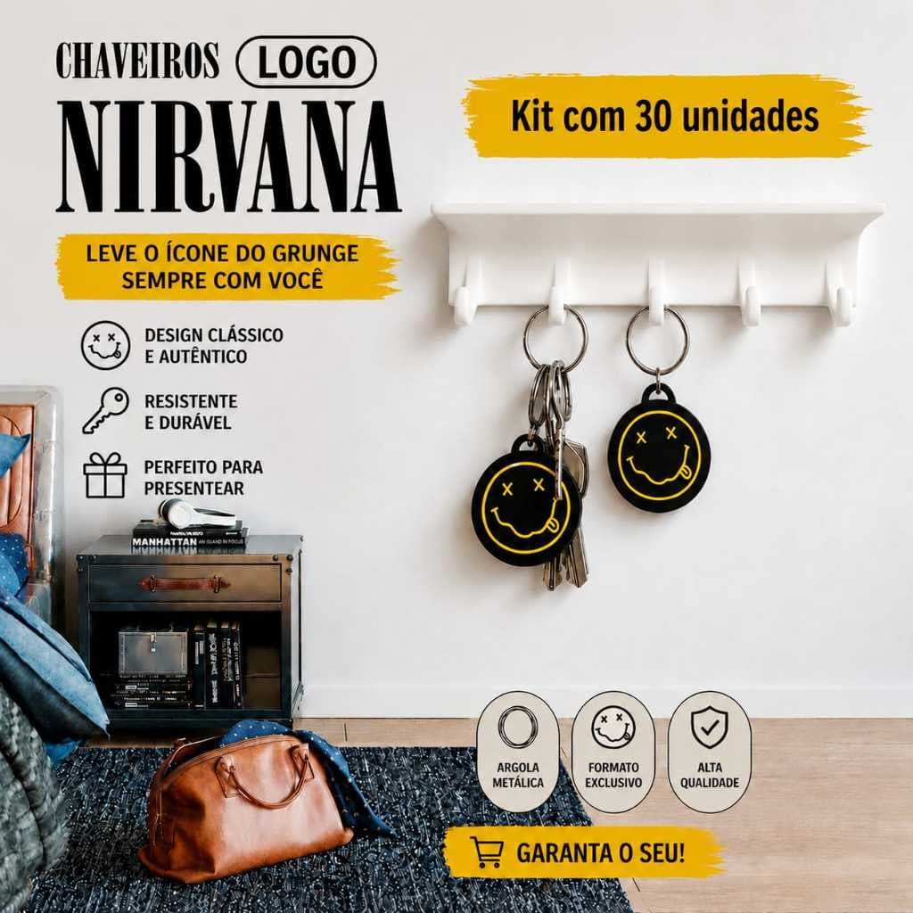 Chaveiro banda nirvana smile para festas rock , lembrancinhas , mimos , vendas souvenir