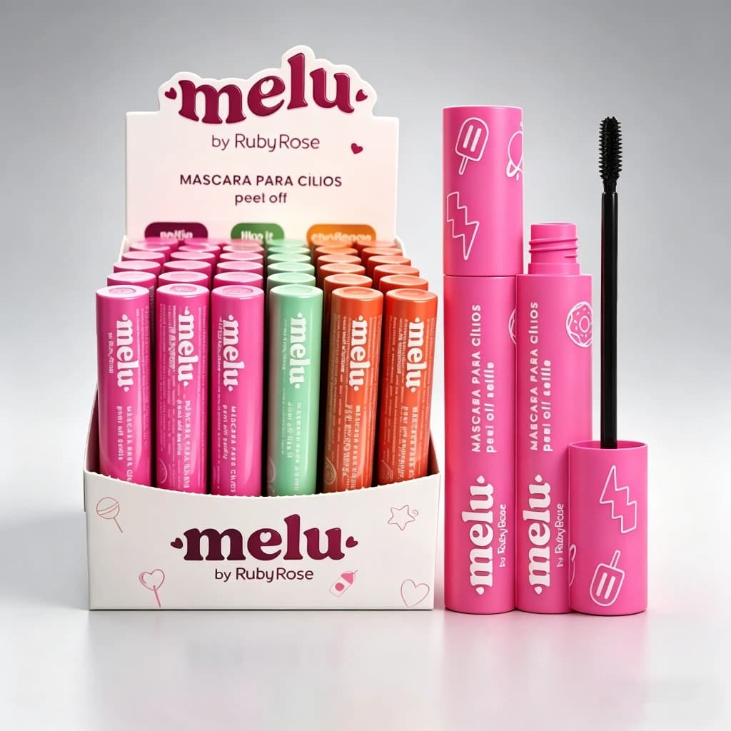 Kit 2 Unidades Máscara de Cílios Melu Ruby Rose Peel Off, Cilios Longos e Cheios(RR-5151)Volume & Definição
