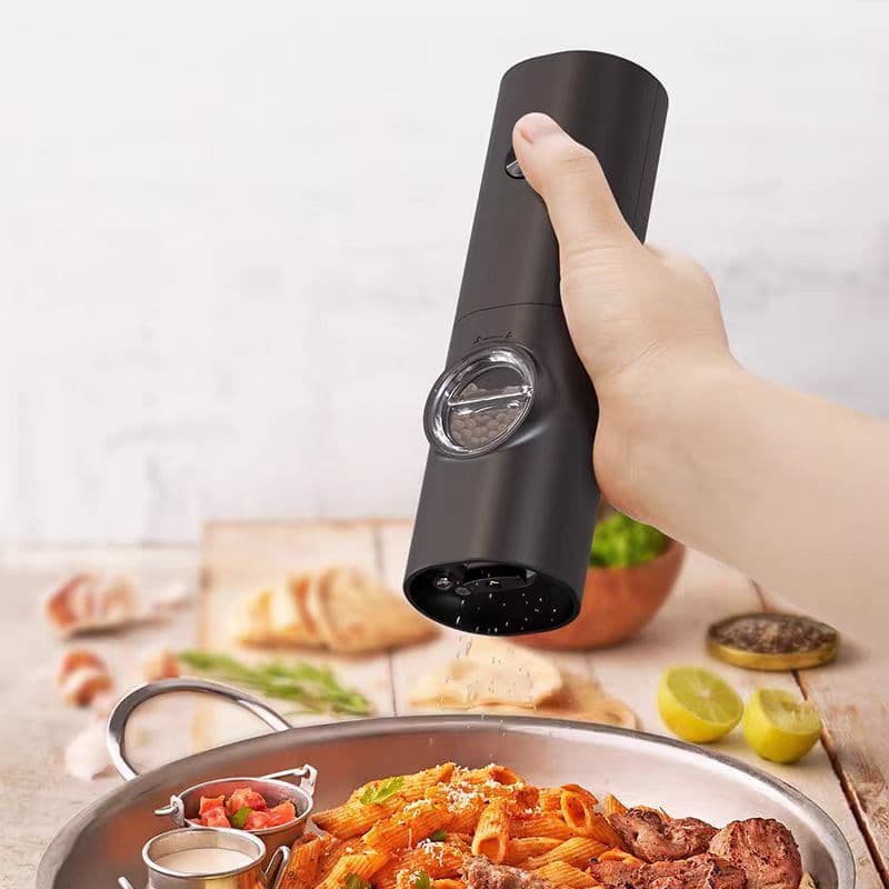Moedor Elétrico de Pimenta e Sal Automático com Ajuste de Moagem USB Recarregável