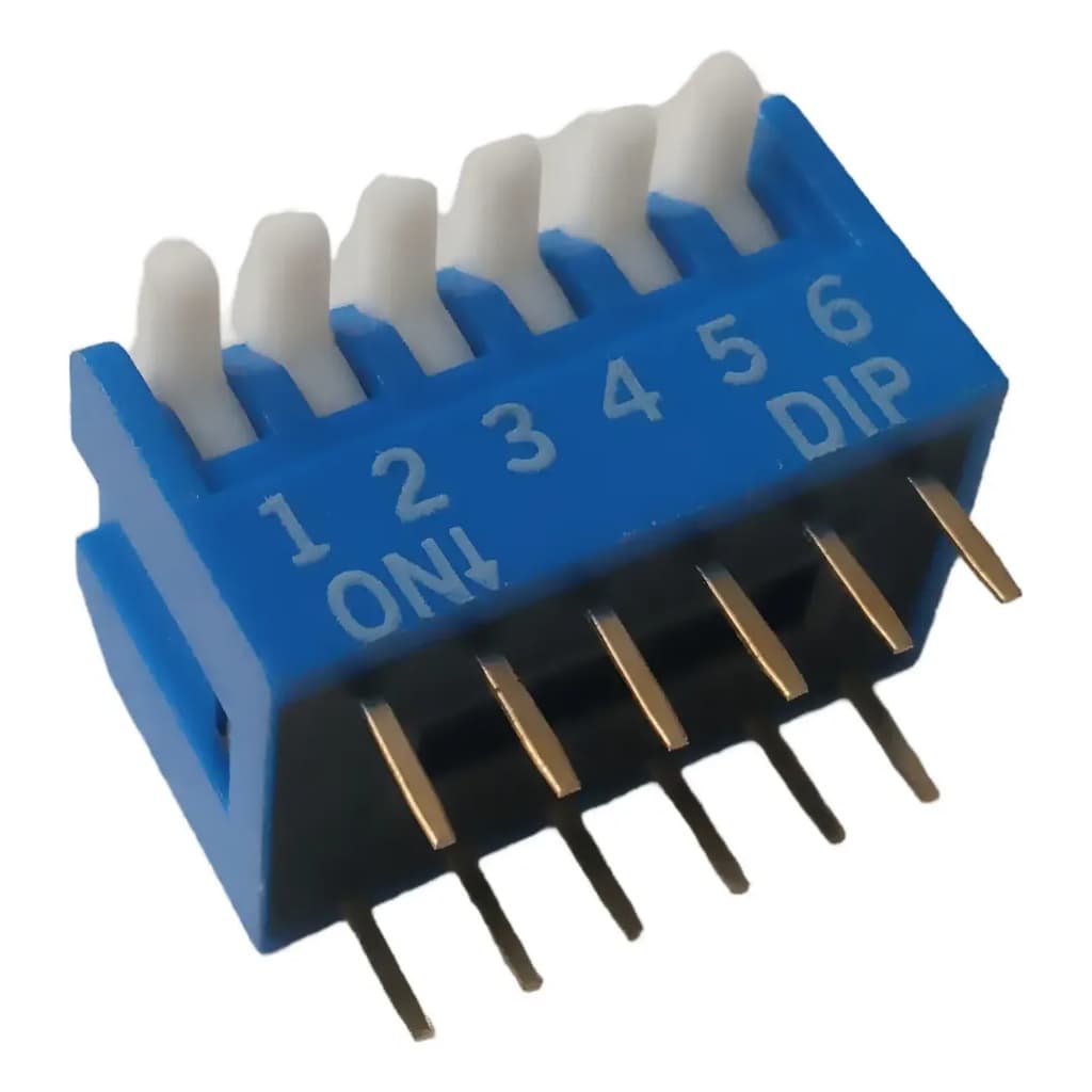 Chave DIP Switch 6 Posições 90° PTH 2,54mm Azul