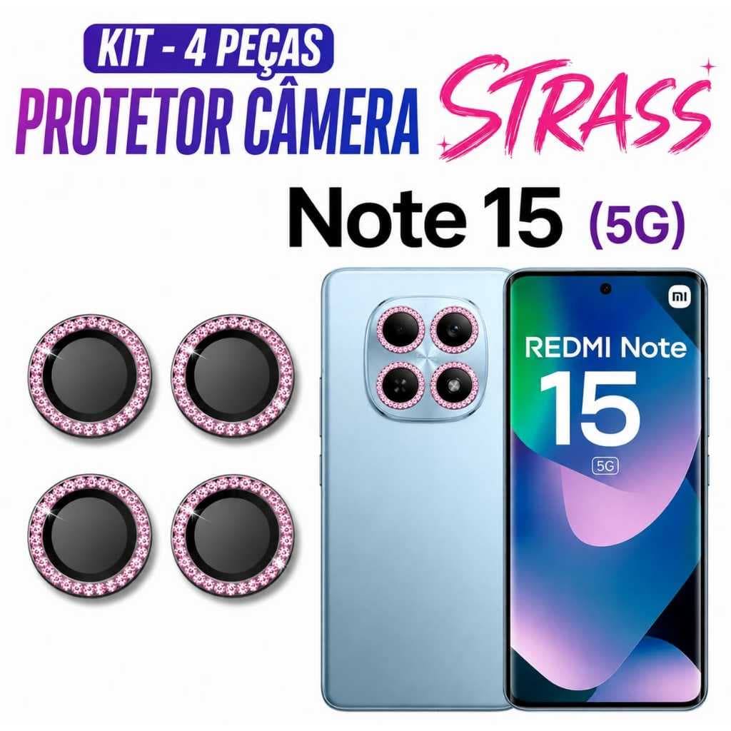 Kit (4*Peças)Película  Câmera Protetor Strass Brilhente Diamonte Note 15(5G)